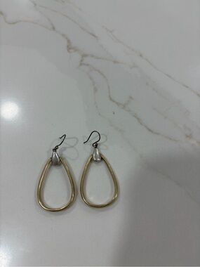 Two-Tone Teardrop Dangle Earrings - Gold & Silver